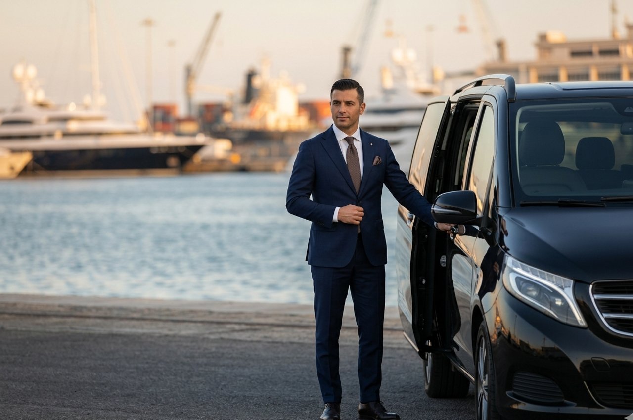 Chauffeur in a tailored suit