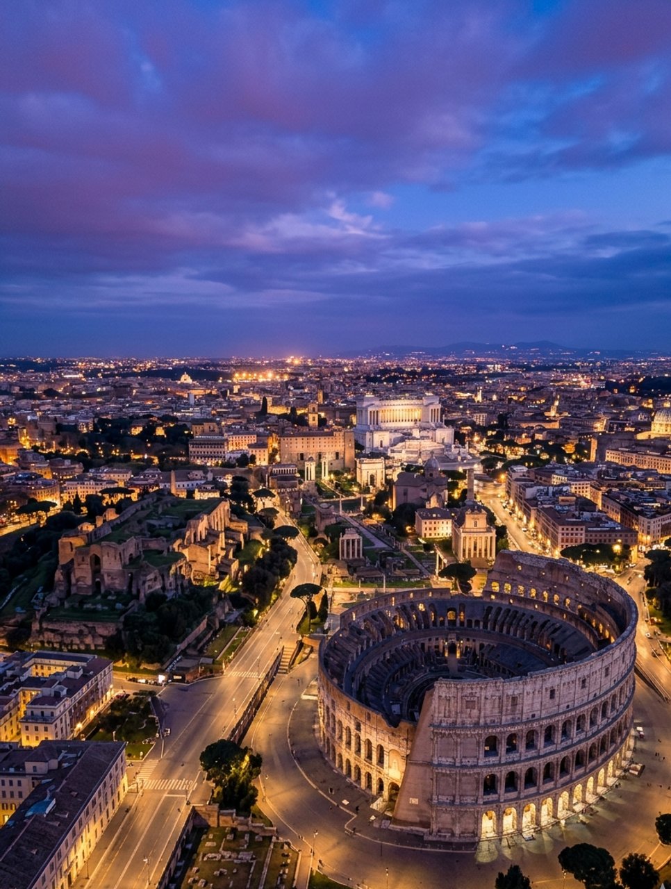 The Colosseum at dusk